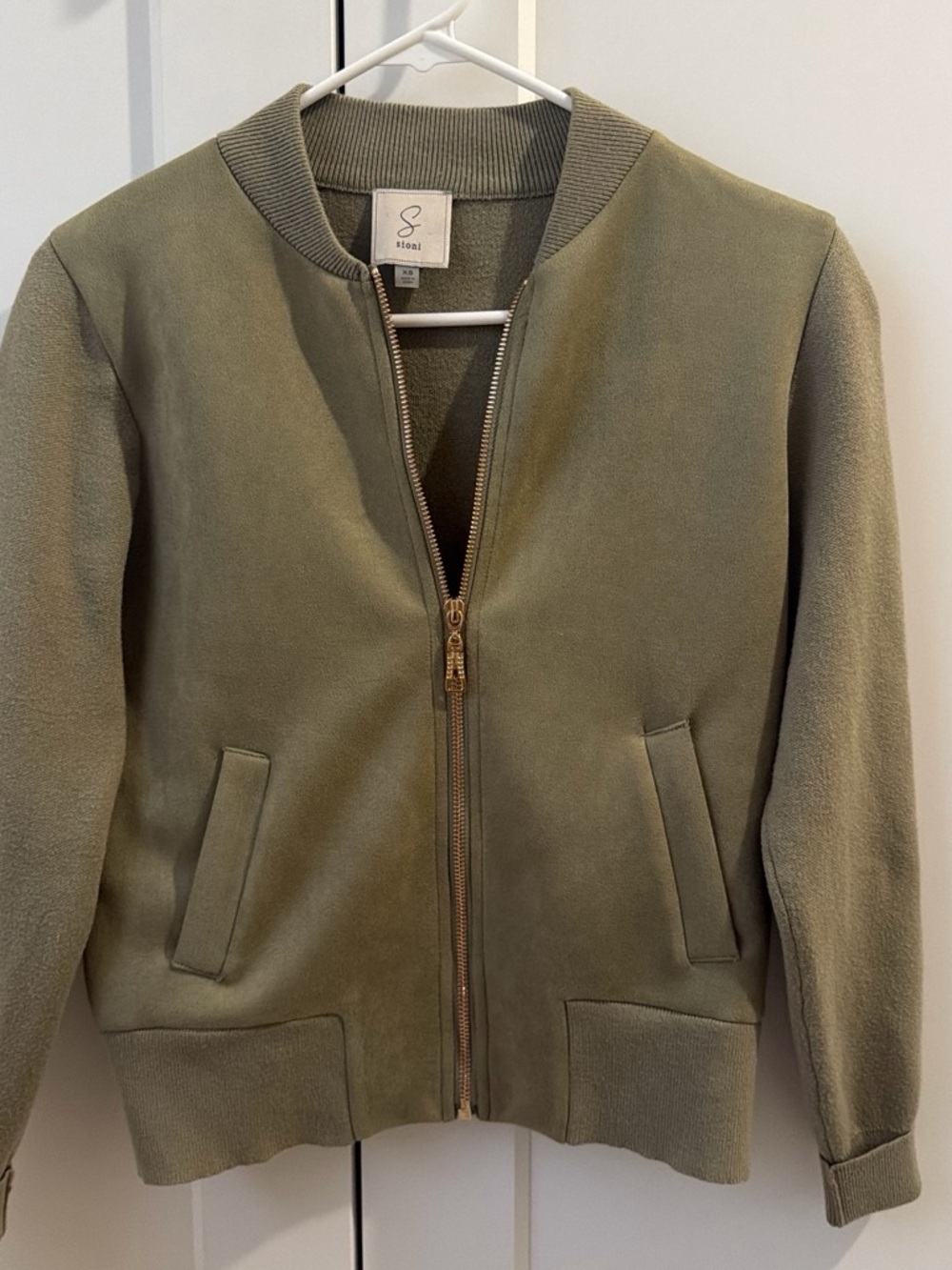 Sioni Olive Green Zip Bomber Jacket